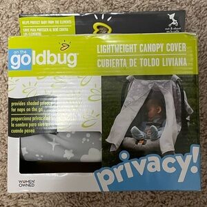 Goldbug Gray Lightweight Canopy Cover with stars and clouds print-NWT